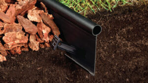 FlexEdge™ Strip Edging 20 ft shown in ground with mulch