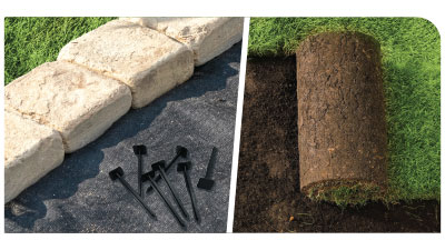 Fabric / Sod Pins laying on landscape fabric